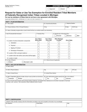 Michigan Sales Tax Exemption Form
