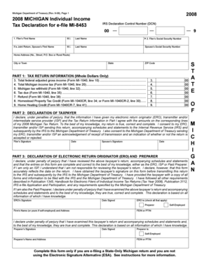Michigan Individual Income Tax Declaration for e-file
