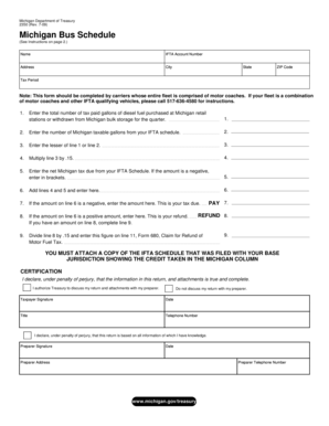 Michigan Bus Schedule Form 2350