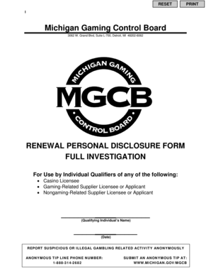 Michigan Gaming Control Board Personal Disclosure Form