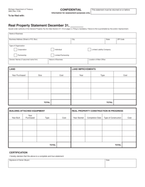 Michigan Real Property Statement Form 3663