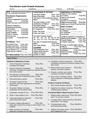 Post-Election Audit Worksheet