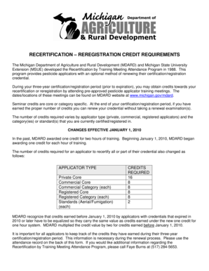 Michigan Pesticide Applicator Recertification Form