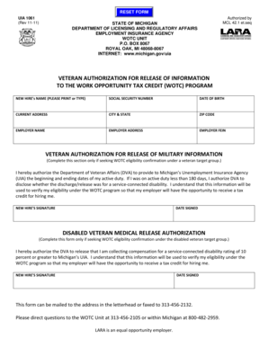 Veteran Authorization for WOTC Information Release