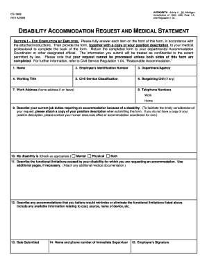 Disability Accommodation Request and Medical Statement