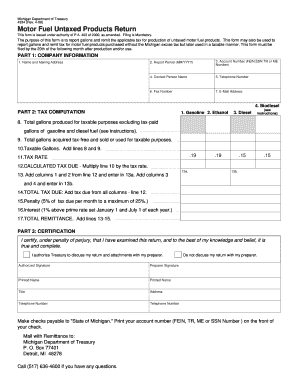 Michigan Motor Fuel Untaxed Products Return