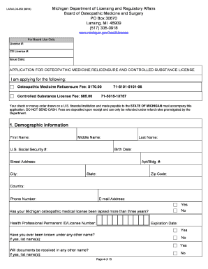 Michigan Osteopathic Medicine Relicensure Application