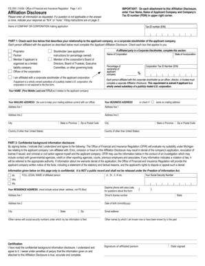 Michigan Affiliation Disclosure Form
