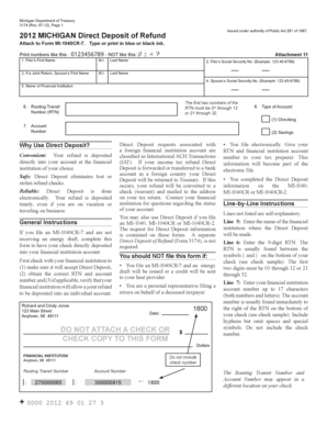 Michigan Direct Deposit of Refund Form 3174