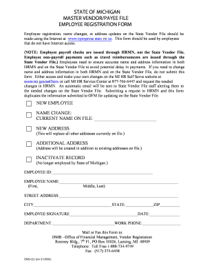 Michigan Employee Registration Form