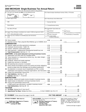 Michigan Single Business Tax Annual Return C-8000