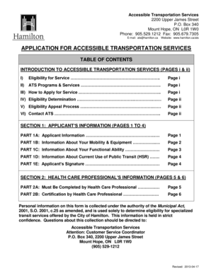 Application for Accessible Transportation Services