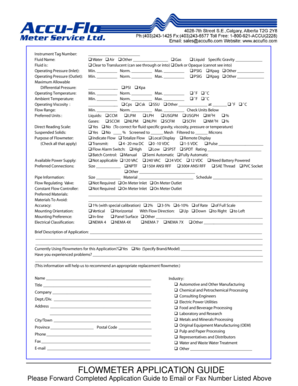 Flowmeter Application Information Form