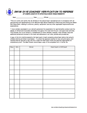 Swim/Dive Coaches' Verification Form