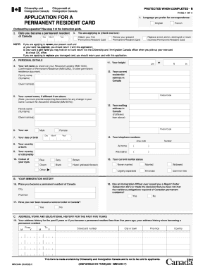 Canada Permanent Resident Card Application