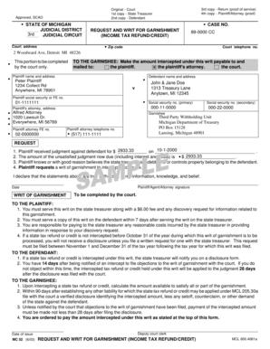 Michigan Request and Writ for Garnishment
