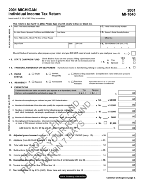 Michigan Individual Income Tax Return MI-1040