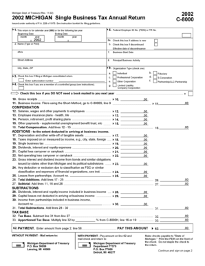 Michigan Single Business Tax Annual Return 2002