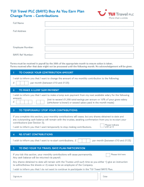 tui travel form