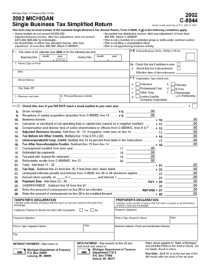 Michigan Single Business Tax Simplified Return