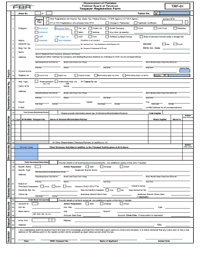 Pakistan Taxpayer Registration Form TRF-01