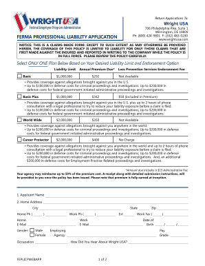 FERMA Professional Liability Application