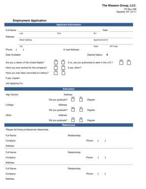 Employment Application Form