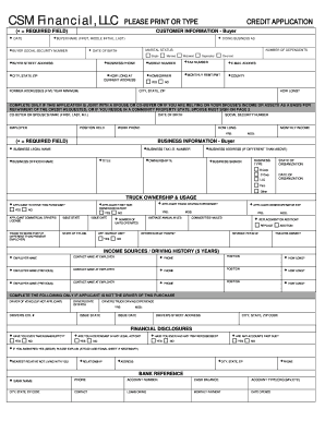 Credit Application for Truck Purchase