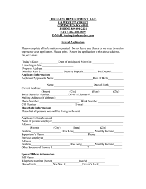 Rental Application Form