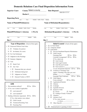 Domestic Relations Case Final Disposition Form