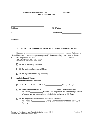 Georgia Petition for Legitimation and Custody/Visitation