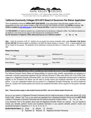 California Board of Governors Fee Waiver Application