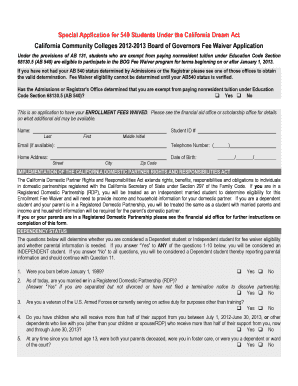 California Dream Act Fee Waiver Application
