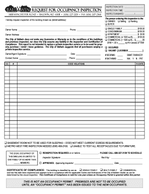 Request for Occupancy Inspection