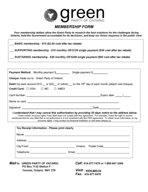 Green Party of Ontario Membership Form