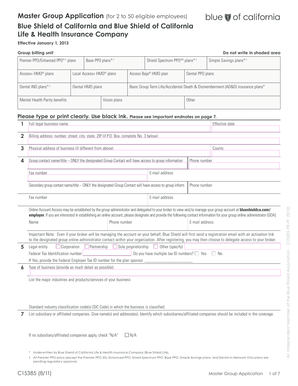 Blue Shield of California Master Group Application