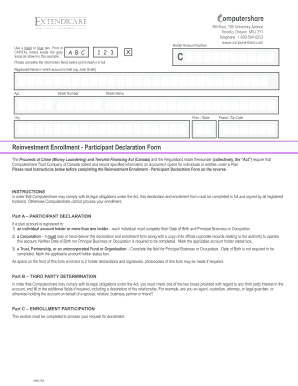 Reinvestment Enrollment Participant Declaration Form