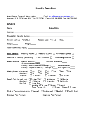 Disability Quote Form