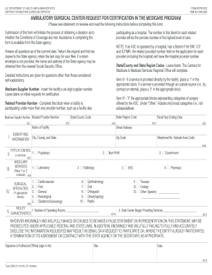 Ambulatory Surgical Center Request for Certification in the Medicare Program