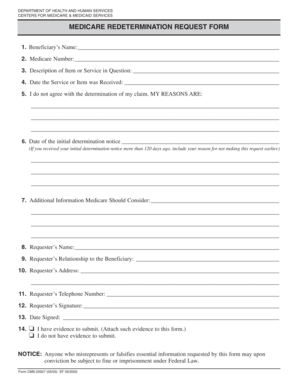 Medicare Redetermination Request Form