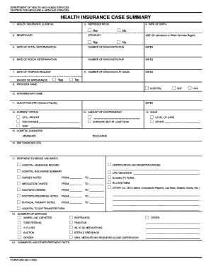 Health Insurance Case Summary Form
