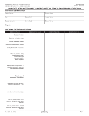 Psychiatric Hospital Review Surveyor Worksheet
