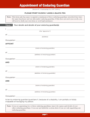 Appointment of Enduring Guardian Form