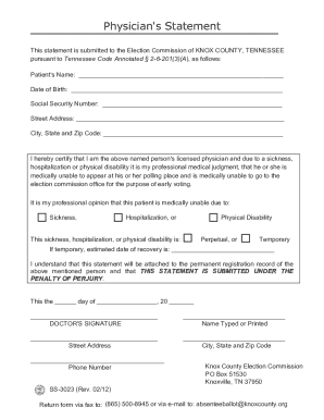 Physician's Statement for Voting