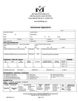 Homeowner Insurance Application Form