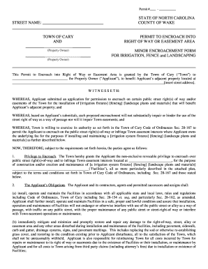 Permit to Encroach into Right of Way or Easement Area