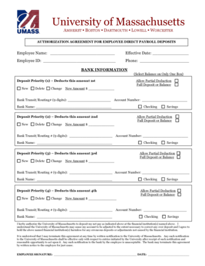Authorization Agreement for Employee Direct Payroll Deposits