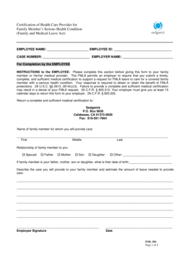 Certification of Health Care Provider for Family Member’s Serious Health Condition