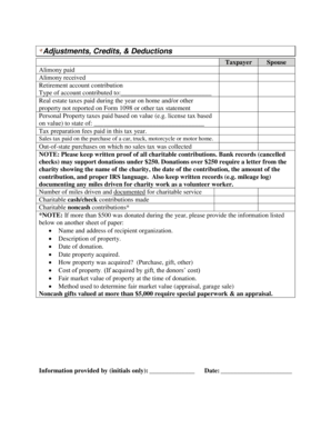 US Federal Tax Deductions Form