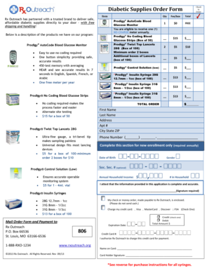 Diabetic Supplies Order Form